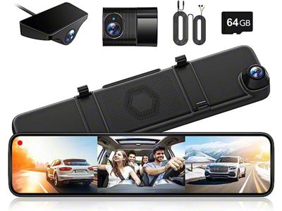 WOLFBOX 3-Channel Mirror Dash Cam with GPS (Universal; Some Adaptation May Be Required)