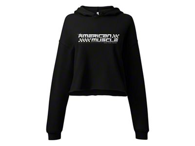 Women's AM Racing Cropped Hoodie; Black