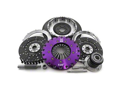 X-Clutch 9-Inch Twin Solid Organic Disc Clutch Kit with Chromoly Flywheel and Hydraulic Release Bearing; 26-Spline (98-02 5.7L Camaro)