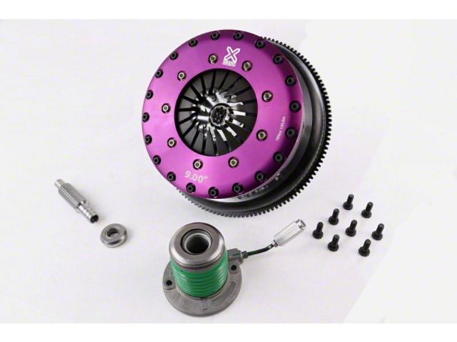 X-Clutch 9-Inch Triple Solid Ceramic Disc Clutch Kit with Chromoly Flywheel and Hydraulic Release Bearing; 10-Spline (11-11.5 V8 HEMI Challenger)