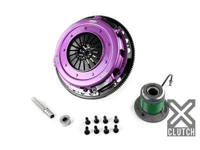 X-Clutch 10.50-Inch Twin Solid Organic Disc Clutch Kit with 6-Bolt Flywheel and Hydraulic Release Bearing; 10-Spline (05-10 Mustang GT)