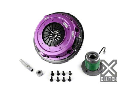 X-Clutch 10.50-Inch Twin Solid Organic Disc Clutch Kit with 8-Bolt Flywheel and Hydraulic Release Bearing; 10-Spline (05-10 Mustang GT)