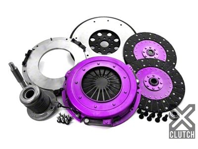 X-Clutch 10.50-Inch Twin Solid Organic Disc Clutch Kit with Flywheel and Hydraulic Release Bearing; 23-Spline (11-17 Mustang GT)