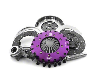 X-Clutch 9-Inch Triple Solid Organic Disc Clutch Kit with Chromoly Flywheel and Hydraulic Release Bearing; 26-Spline (07-14 Mustang GT500)