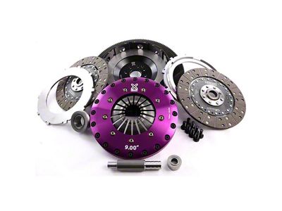 X-Clutch 9-Inch Twin Solid Organic Disc Clutch Kit with Chromoly Flywheel; 26-Spline (96-04 Mustang GT)