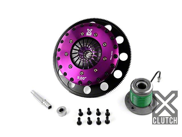 X-Clutch 9-Inch Twin Solid Ceramic Disc Clutch Kit with 6-Bolt Chromoly Flywheel and Hydraulic Release Bearing; 10-Spline (05-10 Mustang GT)