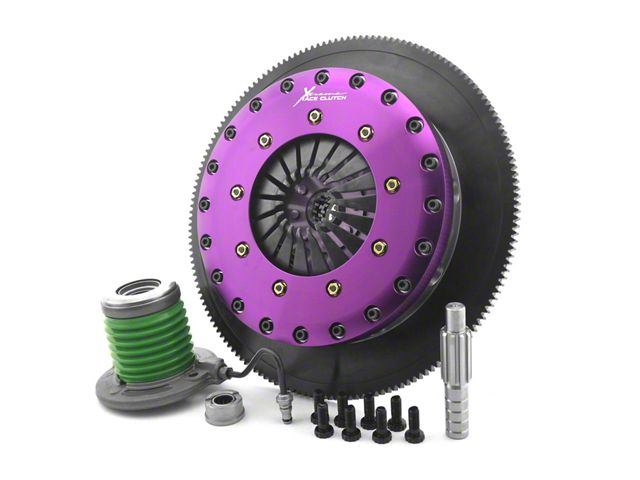 X-Clutch 9-Inch Twin Solid Ceramic Disc Clutch Kit with 8-Bolt Chromoly Flywheel and Hydraulic Release Bearing; 10-Spline (05-10 Mustang GT)