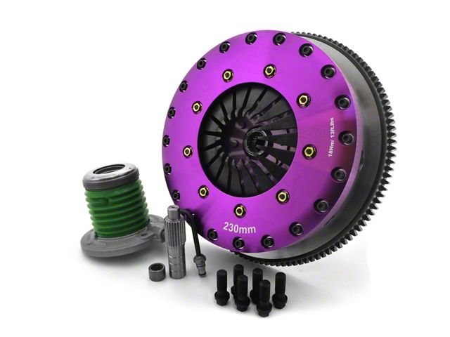 X-Clutch 9-Inch Twin Solid Ceramic Disc Clutch Kit with Chromoly Flywheel and Hydraulic Release Bearing; 23-Spline (15-23 Mustang EcoBoost)