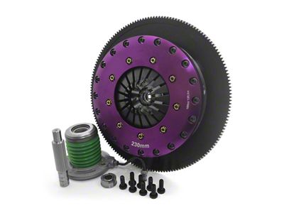 X-Clutch 9-Inch Twin Solid Organic Disc Clutch Kit with Chromoly Flywheel and Hydraulic Release Bearing; 23-Spline (11-17 Mustang GT)