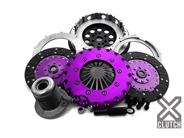 X-Clutch 9-Inch Twin Solid Organic Disc Clutch Kit with Chromoly Flywheel and Hydraulic Release Bearing; 23-Spline (15-23 Mustang EcoBoost)
