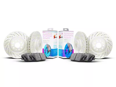 Xbrakes Xi Series Brake Rotor and Pad Kit; Front and Rear; White (12-15 Camaro ZL1)