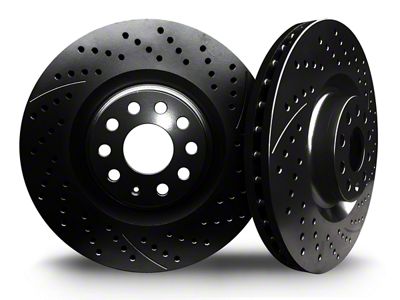 Xbrakes Xi Series Brake Rotor and Pad Kit; Front and Rear; Black (15-20 Challenger SRT Hellcat; 15-23 6.4L HEMI Challenger w/ 6-Piston Front Calipers)