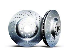 Xbrakes Xi Series Brake Rotor and Pad Kit; Front and Rear; Chrome (08-14 Challenger SRT8; 15-23 6.4L HEMI Challenger w/ 4-Piston Front Calipers; 18-23 5.7L HEMI Challenger w/ 4-Piston Calipers; 18-23 Challenger SRT Demon, SRT Super Stock)