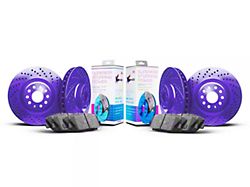 Xbrakes Xi Series Brake Rotor and Pad Kit; Front and Rear; Purple (15-20 Challenger SRT Hellcat; 15-23 6.4L HEMI Challenger w/ 6-Piston Front Calipers)