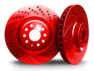 Xbrakes Xi Series Brake Rotor and Pad Kit; Front and Rear; Red (15-20 Challenger SRT Hellcat; 15-23 6.4L HEMI Challenger w/ 6-Piston Front Calipers)