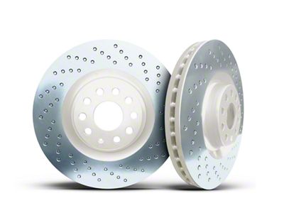 Xbrakes Xi Series Brake Rotor and Pad Kit; Front and Rear; White (08-14 Challenger SRT8; 15-23 6.4L HEMI Challenger w/ 4-Piston Front Calipers; 18-23 5.7L HEMI Challenger w/ 4-Piston Calipers; 18-23 Challenger SRT Demon, SRT Super Stock)
