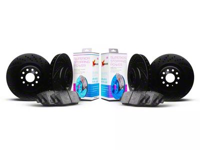 Xbrakes Xi Series Brake Rotor and Pad Kit; Front and Rear; Black (05-09 Corvette C6 w/ Z51 Brake Package; 10-11 Corvette C6 Base w/ MagneRide; 12-13 Corvette C6 Base w/ Heavy Duty Brake Package)