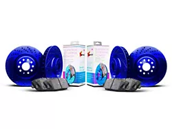 Xbrakes Xi Series Brake Rotor and Pad Kit; Front and Rear; Blue (20-26 Corvette C8 Stingray w/ Z51 Brake Package)