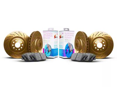 Xbrakes Xi Series Brake Rotor and Pad Kit; Front and Rear; Gold (06-13 Corvette C6 427, Grand Sport, Z06 w/o Z07 Brake Package)