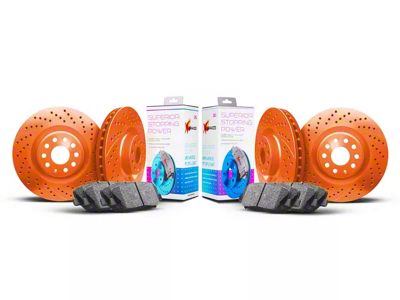 Xbrakes Xi Series Brake Rotor and Pad Kit; Front and Rear; Orange (06-13 Corvette C6 427, Grand Sport, Z06 w/o Z07 Brake Package)