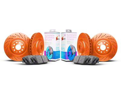 Xbrakes Xi Series Brake Rotor and Pad Kit; Front and Rear; Orange (97-04 Corvette; C5; 05-13 Corvette C6 Base w/ Standard Brake Package)