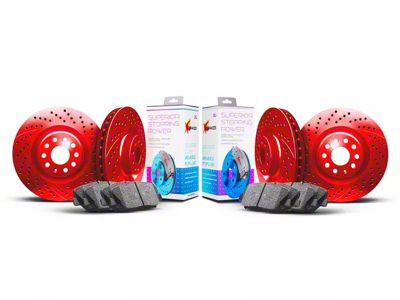 Xbrakes Xi Series Brake Rotor and Pad Kit; Front and Rear; Red (06-13 Corvette C6 427, Grand Sport, Z06 w/o Z07 Brake Package)