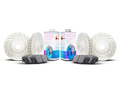 Xbrakes Xi Series Brake Rotor and Pad Kit; Front and Rear; White (97-04 Corvette; C5; 05-13 Corvette C6 Base w/ Standard Brake Package)