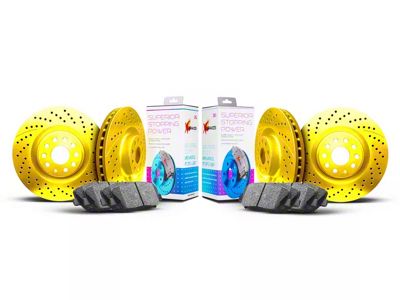 Xbrakes Xi Series Brake Rotor and Pad Kit; Front and Rear; Yellow (05-09 Corvette C6 w/ Z51 Brake Package; 10-11 Corvette C6 Base w/ MagneRide; 12-13 Corvette C6 Base w/ Heavy Duty Brake Package)