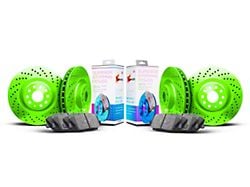 Xbrakes Xi Series Brake Rotor and Pad Kit; Front and Rear; Green (21-25 Mustang Mach-E GT w/ Performance Pack)