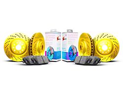 Xbrakes Xi Series Brake Rotor and Pad Kit; Front and Rear; Yellow (21-26 Mustang Mach-E GT w/ Performance Pack)