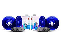 Xbrakes Xi Series Brake Rotor and Pad Kit; Front and Rear; Blue (24-25 Mustang Dark Horse)