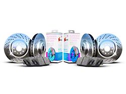 Xbrakes Xi Series Brake Rotor and Pad Kit; Front and Rear; Chrome (24-25 Mustang GT w/o Performance Pack, EcoBoost w/ Performance Pack)