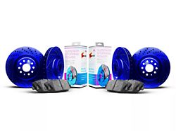 Xbrakes Xi Series Brake Rotor and Pad Kit; Front; Blue (15-20 Mustang GT350)