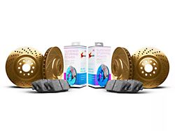 Xbrakes Xi Series Brake Rotor and Pad Kit; Front; Gold (15-20 Mustang GT350)