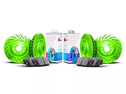 Xbrakes Xi Series Brake Rotor and Pad Kit; Front; Green (15-20 Mustang GT350)
