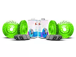 Xbrakes Xi Series Brake Rotor and Pad Kit; Front and Rear; Green (15-23 Mustang EcoBoost w/o Performance Pack, V6)