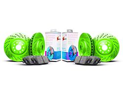 Xbrakes Xi Series Brake Rotor and Pad Kit; Front and Rear; Green (24-25 Mustang GT w/o Performance Pack, EcoBoost w/ Performance Pack)