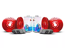 Xbrakes Xi Series Brake Rotor and Pad Kit; Front and Rear; Red (15-23 Mustang GT w/o Performance Pack, EcoBoost w/ Performance Pack)