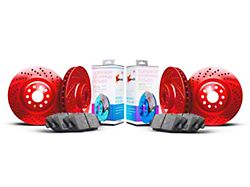 Xbrakes Xi Series Brake Rotor and Pad Kit; Front and Rear; Red (24-25 Mustang EcoBoost w/o Performance Pack)