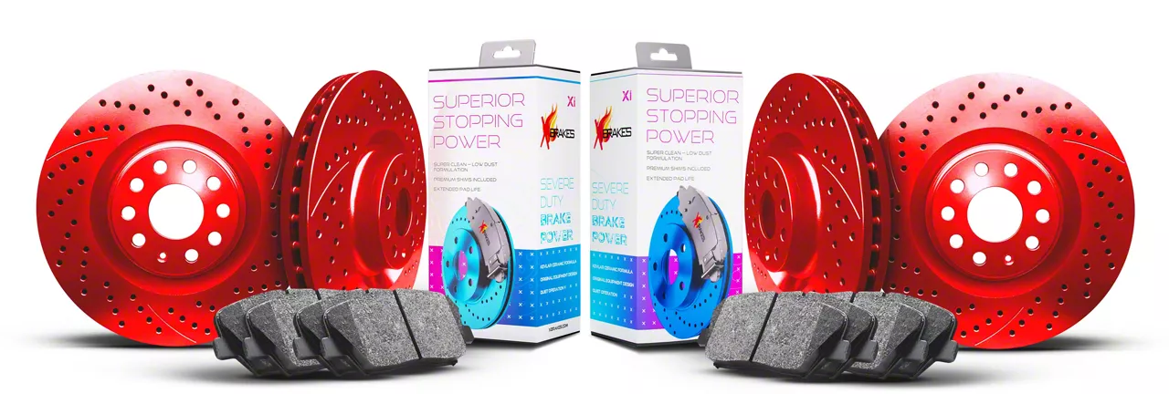 Xbrakes Mustang Xi Series Brake Rotor and Pad Kit; Front and