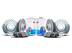 Xbrakes Xi Series Brake Rotor and Pad Kit; Front and Rear; Silver (24-25 Mustang GT w/o Performance Pack, EcoBoost w/ Performance Pack)