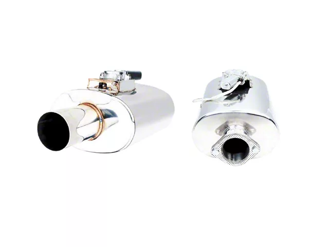 Grander Inlet 4 Inch XForce Charger Varex Valved Center/Center Oval Muffler; 4-Inch Inlet/4 ...