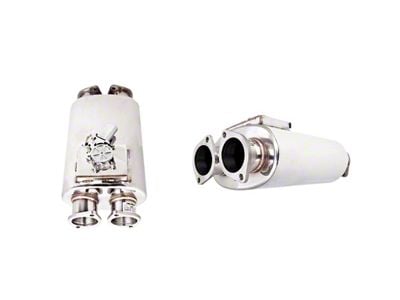 XForce Varex Valved Twin-In/Twin-Out Oval Muffler; 3-Inch Inlet/3-Inch Outlet (Universal; Some Adaptation May Be Required)