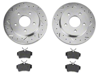 Xtreme Stop Precision Cross-Drilled and Slotted Brake Rotor and Carbon Graphite Pad Kit; Rear (94-04 Mustang GT, V6)