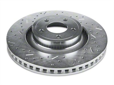 Xtreme Stop Precision Cross-Drilled and Slotted Rotors; Rear Pair (15-23 Mustang GT w/ Performance Pack, EcoBoost w/ Performance Pack)
