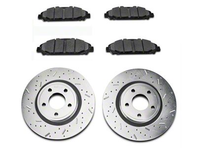 Xtreme Stop Precision Cross-Drilled & Slotted Brake Rotor & Carbon Graphite Pad Kit - Front (15-23 Mustang EcoBoost w/o Performance Pack, V6)