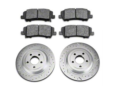 Xtreme Stop Precision Cross-Drilled and Slotted Brake Rotor and Carbon Graphite Pad Kit; Rear (15-23 Mustang GT w/o Performance Pack, EcoBoost w/o Performance Pack, V6)