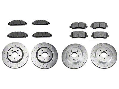 Xtreme Stop Precision Cross-Drilled & Slotted Brake Rotor & Carbon Graphite Pad Kit - Front & Rear (15-23 Mustang EcoBoost w/o Performance Pack, V6)