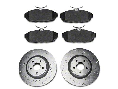 Xtreme Stop Precision Cross-Drilled and Slotted Brake Rotor and Carbon Graphite Pad Kit; Rear (15-23 Mustang GT w/ Performance Pack, EcoBoost w/ Performance Pack)
