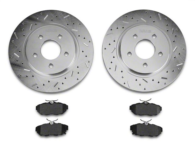 Xtreme Stop Precision Drilled and Slotted Brake Rotor and Ceramic Pad Kit; Rear (11-14 Mustang, Excluding 13-14 GT500)